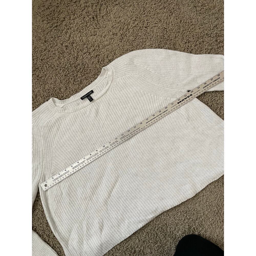 Eileen Fisher White Knit Raglan Sweater cotton lyocel sz M - Picture 8 of 9